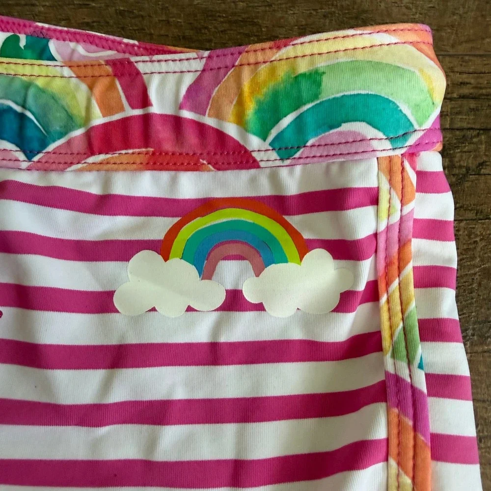 Hatley Striped RBW Swim Short Kids Size 8 Pink‎ WRK1187